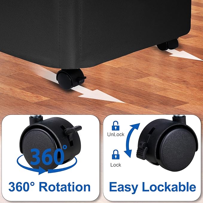 Vincona Slim Laundry Hamper with Lid and Wheels, Small Rolling Laundry Basket with Handle for Small Spaces, Tall Dirty Clothes Hampers for Dorm, Bathroom and Bedroom, 95L Black