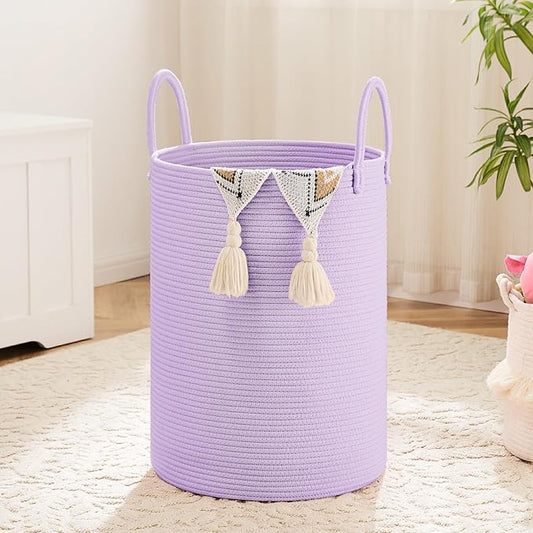 Artfeel Laundry Basket,Woven Cotton Rope Laundry Hamper,100L for Decorative Storage of Dirty Clothes,Toys and Blankets in Bathroom,Baby Room and Living Room