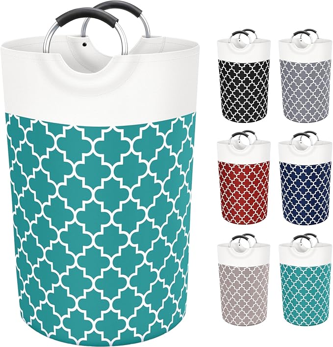 Fabspace Large Laundry Basket Laundry Hamper Bag Washing Bin Clothes Bag Collapsible Tall with Handles Waterproof Travel Bathroom College Essentials Storage for College Dorm, Family (Green) 115L