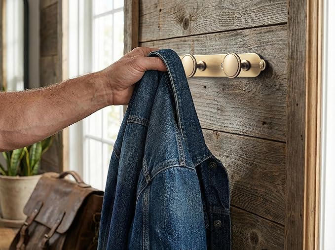 Goo-Ki Champagne Bronze Coat Rack Wall Mount with Keelplate Backplate, Modern Heavy Duty Zinc Alloy Coat Hooks, Soft Gold Hat and Towel Hanger Rail for Entryway, Bathroom and Mudroom (3 Hooks)