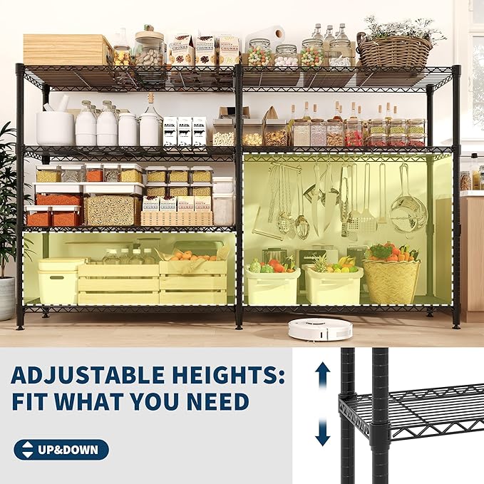 59.5" H 4-Tier Metal Storage Rack, Heavy Duty Wire Shelving Unit with Adjustable Shelves, 1060 Lbs Capacity for Kitchen, Pantry, Bedroom, or Corner Organization