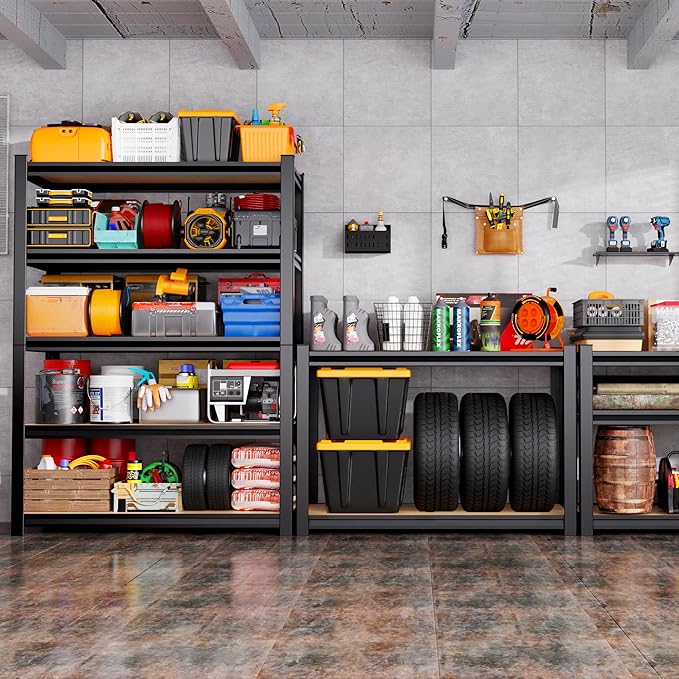 Set of 4 71"H-35"W-16D Garage Shelving-2050LBS 5 Tier Storage Shelves,Adjustable Heavy Duty Metal Shelving Unit and Storage Large Rack,Utility Steel Shelf For Shop Warehouse Industrial Pantry Basement