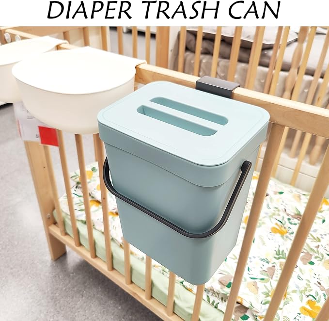stonespace Compost Bin Indoor Kitchen Sealed, Mountable Compost Bucket, Hanging Food Waste Bin for Kitchen,1.3 Gallon/ 5L Blue