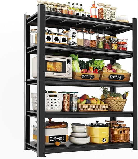 5-Tier Adjustable Multi-Purpose Storage Rack – Space Saving Organizer Shelf for Kitchen, Bathroom, Living Room,Garage – Corrosion-Resistant Metal, 45.3''W×19.7''D×71''H