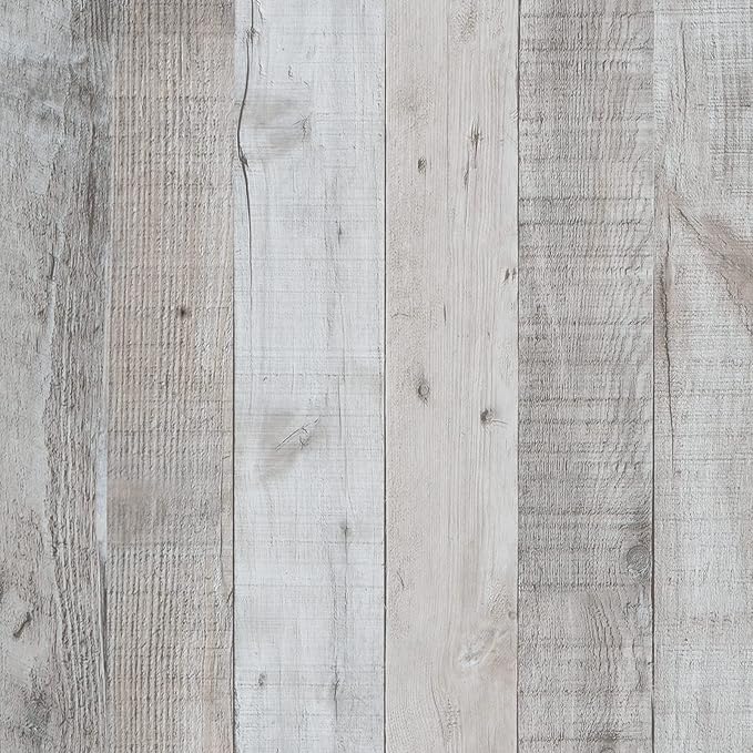 Wenmer Grey Wood Peel and Stick Shiplap Wallpaper - 17.71" x 197" Self-Adhesive Wood Plank Wallpaper for Cabinets, Shelves, Drawers, Doors