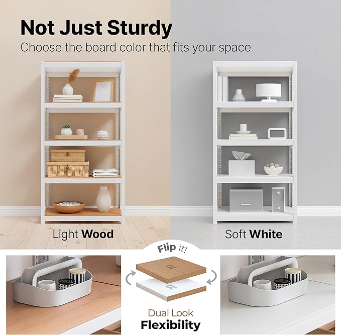 HOMEDANT House 48.1" 5-Tier Metal Rolling Cart Shelf Rack Casters Heavy Duty Laminated Wheel Shelving Unit Adjustable Utility Storage Shelves Shelf Kitchen Garage White 1Pack
