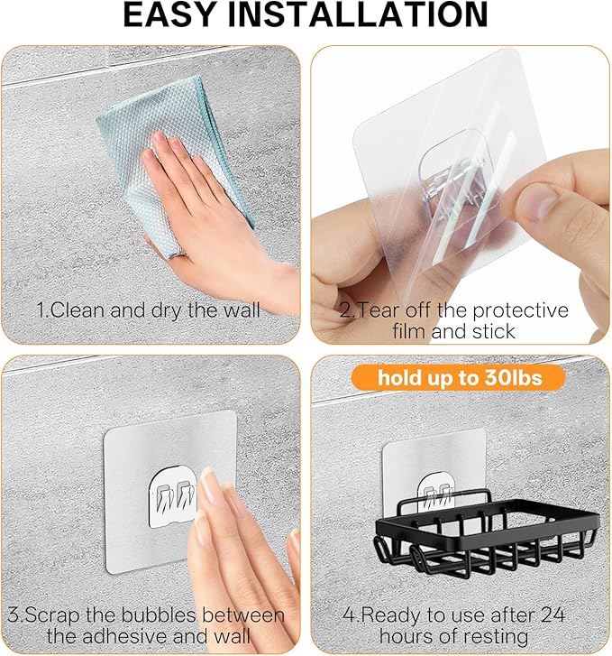 Adhesive Replacement Compatible with Eudele-3 Hooks,No Drilling, Strong Adhesive for Shower Caddy Big,9 Packs