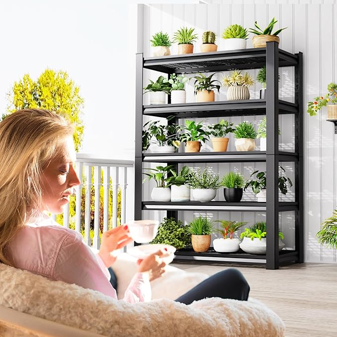 3 Pack Storage Shelves,3000LBS Garage Shelving,Adjustable Garage Shelves,Heavy Duty Metal Shelving, 5 Tier Wood Utility Steel Shelf, Easy-to-Install Shelving Units and Storage 72''x59''x19.7