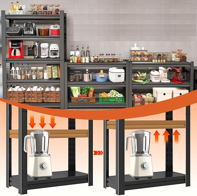 4-Tier Adjustable Multi-Purpose Storage Rack – Space Saving Organizer Shelf for Kitchen, Bathroom, Living Room,Garage – Corrosion-Resistant Metal, (63''H×35.4''W×13.8''D)