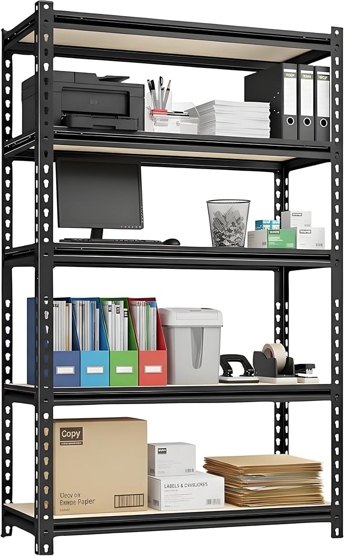 Adjustable Shelves Heavy Duty Storage Shelving Unit Black Steel for Office Garage Classroom Warehouse Studio 72" H x 36" W x 16.1" D 2000LBS 5-Tier