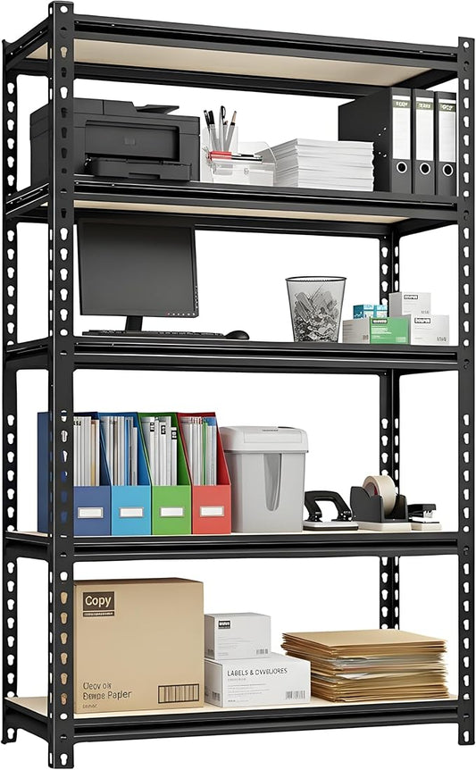 Adjustable Shelves Heavy Duty Storage Shelving Unit Black Steel for Office Garage Classroom Warehouse Studio 72" H x 36" W x 16.1" D 2000LBS 5-Tier