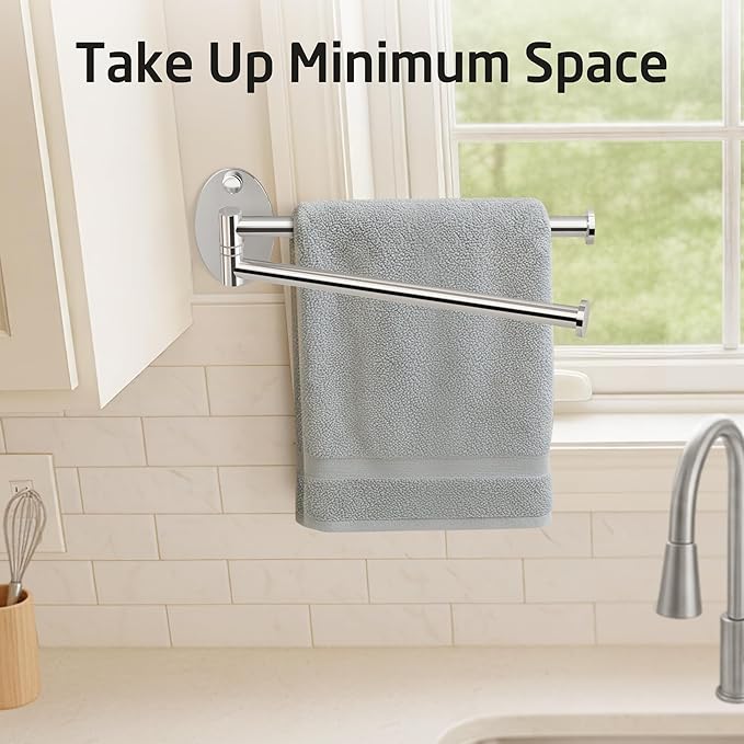 KES Swivel Towel Bar for Bathroom 9-Inch Kitchen Swing Out Double Towel Bar 2-Arm Kitchen Wall Mounted SUS 304 Stainless Steel Polished, A2106S23