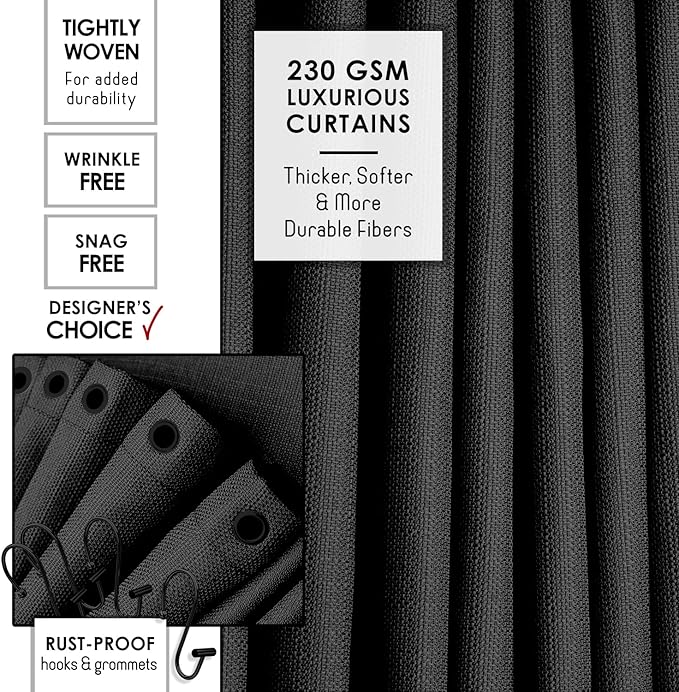 Clara Clark Black Bathroom Set - Bathroom Sets with Shower Curtain and Rugs, 26PC Bathroom Accessory Set, Shower Curtain Set with Adhesive Corner Shower Caddy Hanging & Soap Dispenser