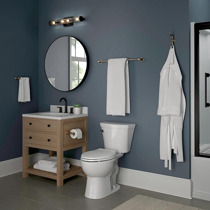 Delta Saylor (1-Pack) 8'' Towel Rack for Bathroom Champagne Bronze Towel Bar for Bathroom Wall Hand Towel Holder Rod Wall Mounted Kitchen Towel Holder 73508-CZ