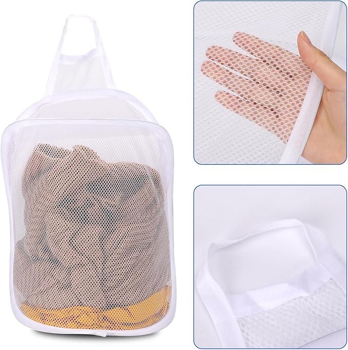 Mozeat Lens Space-Saving Hanging Laundry Hamper, White, Polyester, Portable, Hangable, Foldable