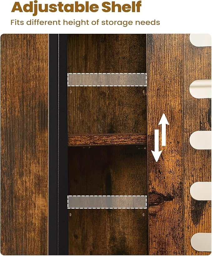 Hzuaneri Bathroom Storage Cabinet - Toilet Paper Storage Cabinet, Small Toilet Paper Holder with 4 Wheels, Bathroom Organizer with Adjustable Shelf, for Small Spaces, Rustic Brown BC04601X