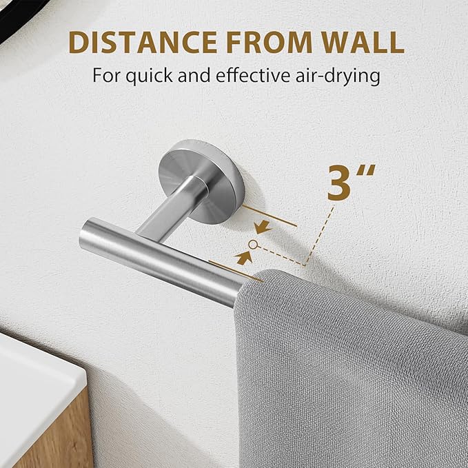 Luxbaro 18 Inch Brushed Nickel Towel Bar, Thicken Towel Rack for Bathroom Wall Mounted, SUS304 Stainless Steel Towel Rod, Modern Home Decor (Total Length 20 Inch)