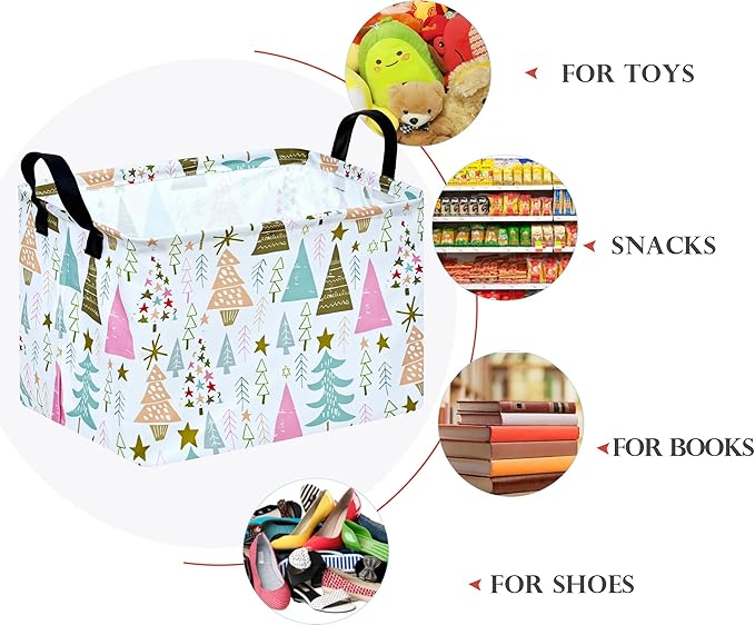 Christmas Baby Storage Basket Nursery Box Laundry Hamper Organization Bins for Toys and Clothes with Handles