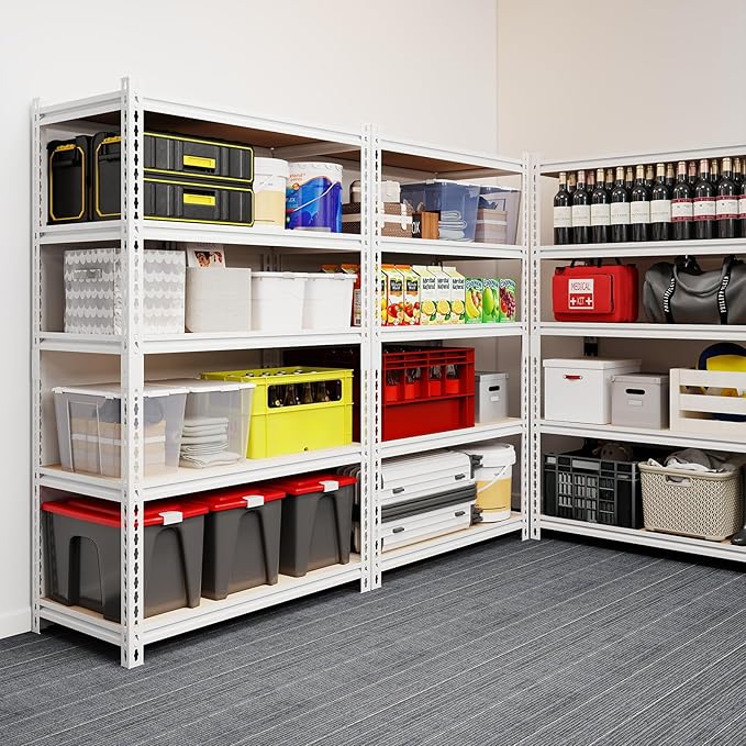 5-tier garage shelving, heavy-duty storage racks, 2,500-pound load capacity. 72“H x 35.95”W x 16"D adjustable metal shelving units, ideal for garage storage and commercial applications(72H*35.95W*16D)