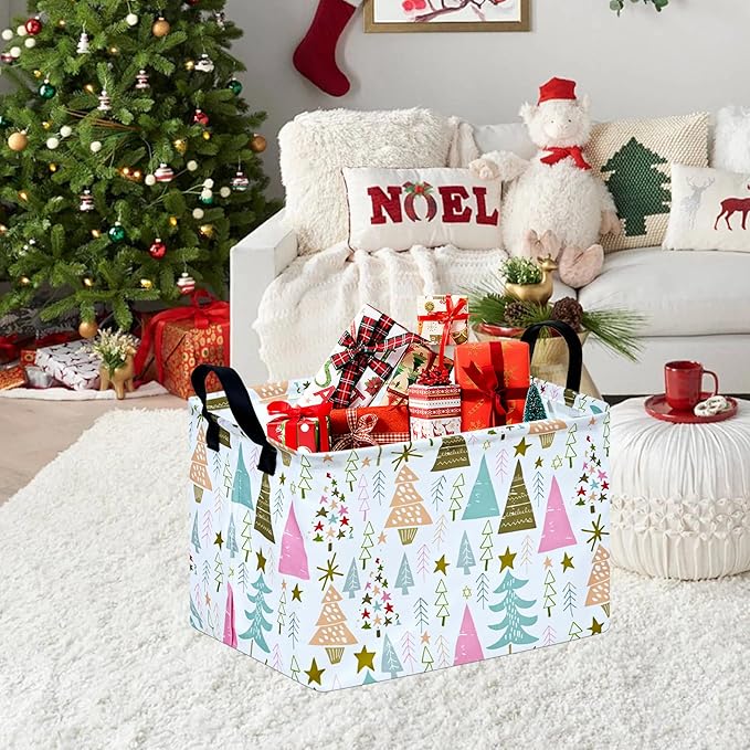 Christmas Baby Storage Basket Nursery Box Laundry Hamper Organization Bins for Toys and Clothes with Handles