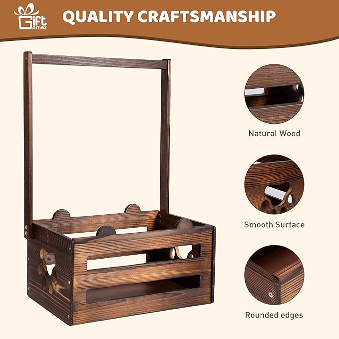 GiftAmaz Brown Wooden Baby Shower Crate Closet, Baby Storage Crate with Handle, Baby Shower Gifts Basket, Baby Welcome Box for Newborn Boys Girls, Pregnancy Gifts for New Parents