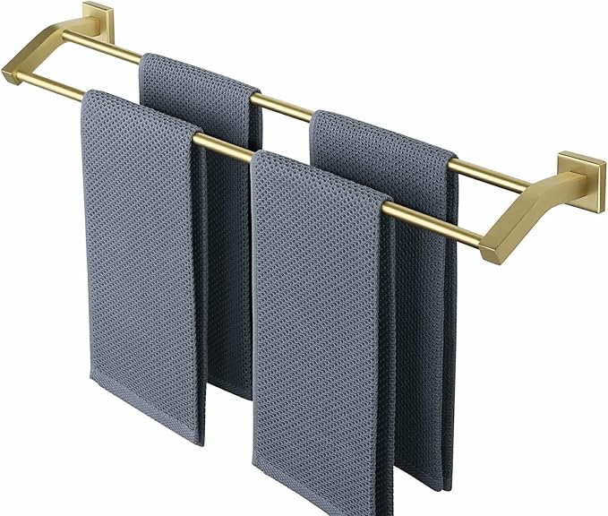 Alise Bath Double Towel Bars Towel Racks for Bathroom,Wall Mount Towel Holder Heavy Duty SUS304 Stainless Steel Towel Hanger Towel Rail,Gold,28 Inch