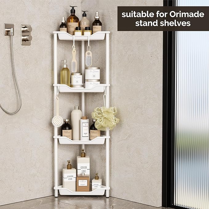 Orimade Shower Caddy Round Adhesive Replacement Stickers Shelf Basket Strips Suction Tapes Large Strong Hook for Bathroom Kitchen Storage Corner Transparent Shelves Wall Mount 2.36", 4 Pack