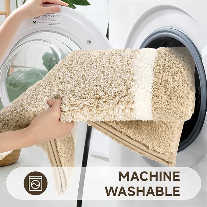 Pauwer Bathroom Rugs Sets 2 Piece, Non Slip Bath Mats for Bathroom, Absorbent Bath Rugs Floor Mat, Machine Washable Shower Rugs for Bath Floor, Tub and Shower