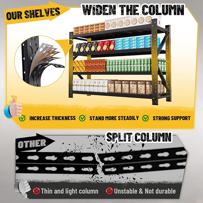 48 ''W Garage Shelving Heavy Duty, Adjustable Garage Storage Shelves 5000LBS Heavy Duty Shelving, Metal Shelving Units fou Garage, Utility Shelf Rack for Warehouse,Basement, 70''H x 48 ''W x 24''D