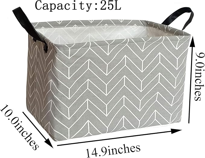 Baby Storage Basket Nursery Box Laundry Hamper Organization Bins for Toys and Clothes with Handles (Geometric)