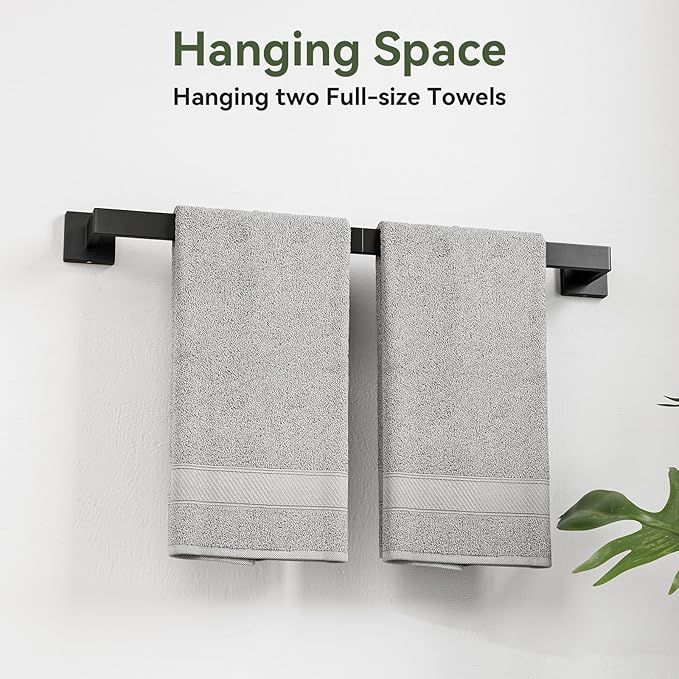 10-Pieces Matte Black Bathroom Accessories Set, 24 Inch Bathroom Hardware Set, SUS304 Stainless Steel Bath Towel Bar Set, Towel Racks for Bathroom Wall Mounted