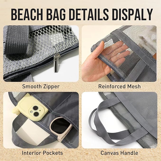 Mesh Shower Caddy, Portable Shower Bag, Quick-Dry Hanging Caddy Bath Organizer with Zipper, Toiletry Bag Essentials for Camping Travel College Dorm Room Gym (Grey)