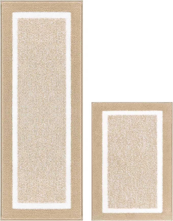 Pauwer Bathroom Rugs Sets 2 Piece, Non Slip Bath Mats for Bathroom, Absorbent Bath Rugs Floor Mat, Machine Washable Shower Rugs for Bath Floor, Tub and Shower