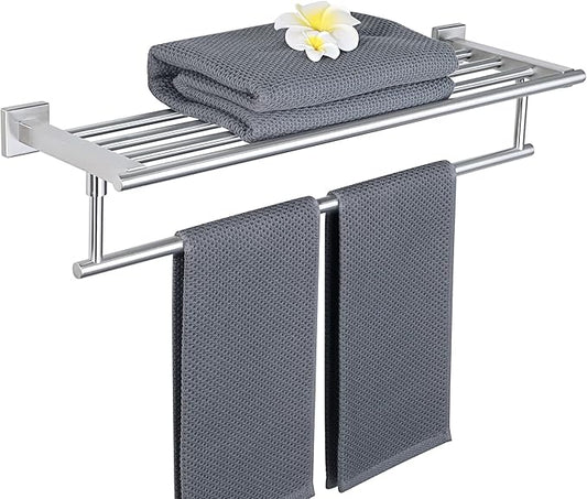 Alise 24 Inch Towel Racks for Bathroom Wall Mounted,Bathroom Towel Rack with Tower Bar,Double Towel Racks for Bathroom,SUS304 Stainless Steel Bathroom Towel Holder Brushed Nickel