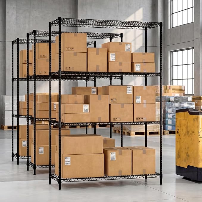 GOFLAME 4-Tier Metal Storage Shelving Unit, Heavy-Duty Adjustable Utility Shelf with V-Shaped Wire Rack, 3200 LBS Storage Organizer for Home, Kitchen, Garage, Basement, 48”L x 18”W x 72.5”H