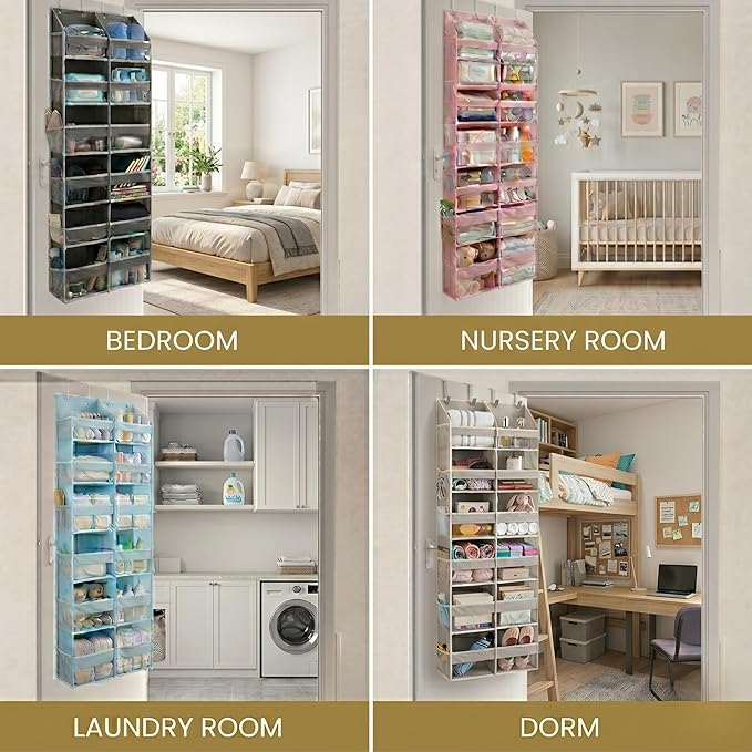 HOMELUX THEORY UPGRADED 6 Tiers Over The Door Organizer Hanging - 100D EXTRA THICK & 50lbs HUGE CAPACITY, 12 Side Mesh Pockets Over The Door Shoe Organizer, Hanging Closet Organizer (Dark Gray, XL)