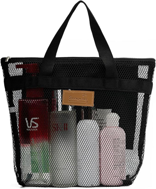 TOPASION Mesh Shower Caddy Bag Portable Hanging Toiletry and Bath Organizer with Zipper for Travel, Gym, Camping, College Dorms, Beach