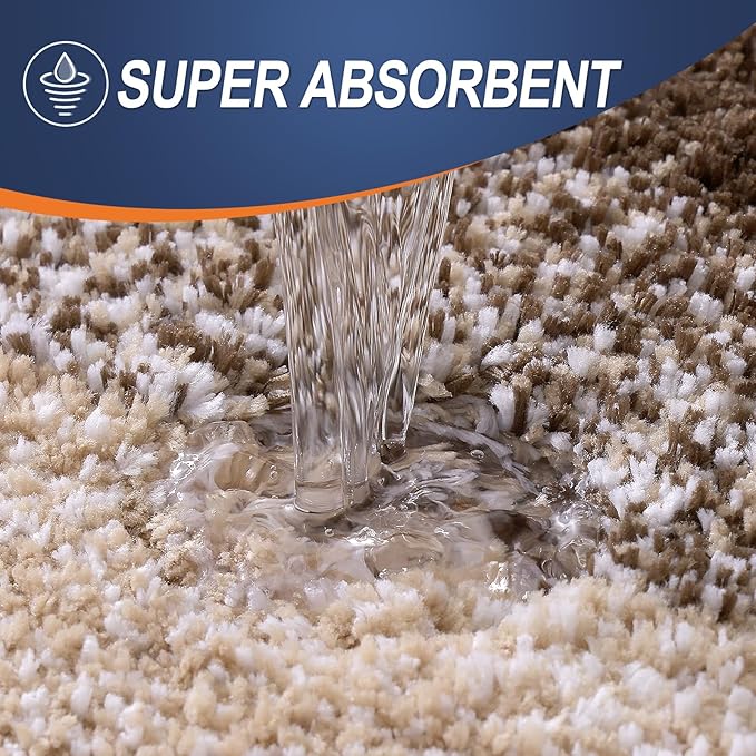 OLANLY Bathroom Rug Set 2 Piece, Soft Absorbent Microfiber Bath Rug Set, Non-Slip, Machine Wash Dry, Plush Shaggy Bath Mats for Bathroom (30"x20"+24"x16", Light Brown)