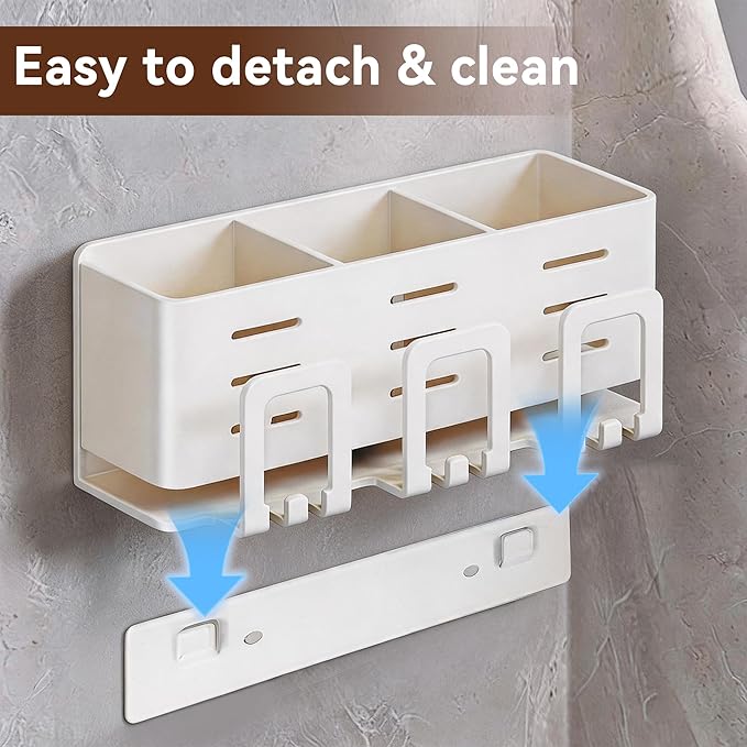 Toothbrush Holders for Bathrooms, Holds Up to 6 Toothbrushes, Ventilated Design, Bathroom Organizers and Storage, Large Capacity for More Items, Wall Mounted, Space Saving Bathroom Accessory