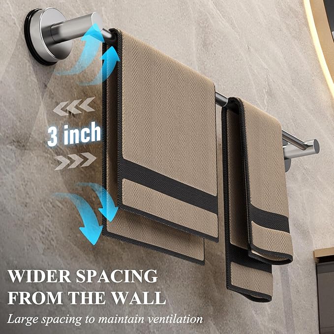 Large Towel Bar for Bathroom Wall,Adjustable 17~29 Inch Towel Racks for Bathroom Wall Mounted,Towel Holder for Glass Shower Door,Bathroom Accessories,Apparment Essentials,Home Decor-Silver(2pcs)