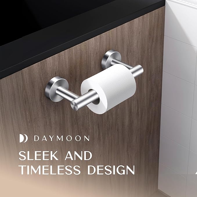 Day Moon™ - Toilet Paper Holder - Modern Roll Holder for Bathroom - 2 Pack - Wall Mount, Brushed Nickel