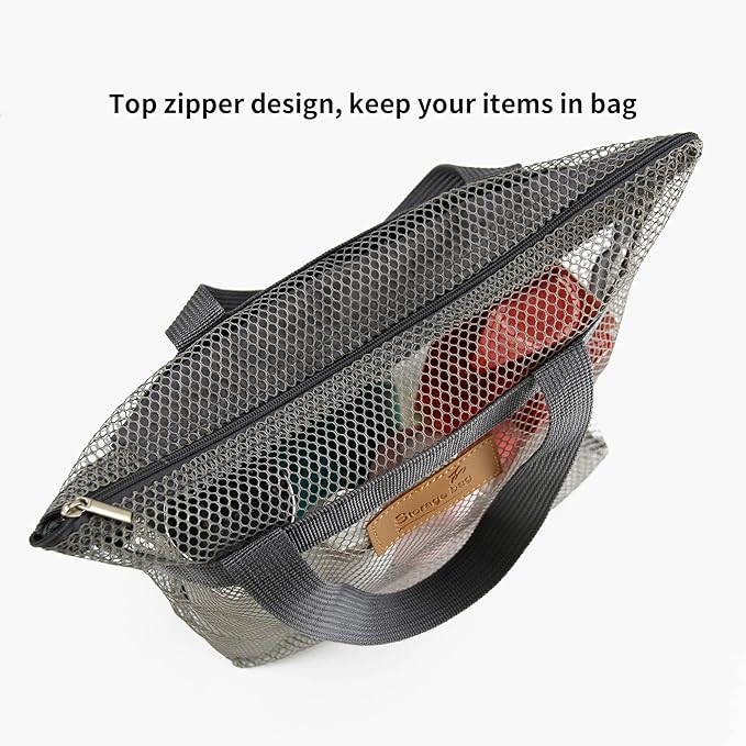 TOPASION Mesh Shower Caddy Bag Portable Hanging Toiletry and Bath Organizer with Zipper for Travel, Gym, Camping, College Dorms, Beach