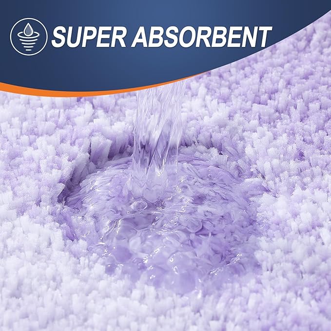 OLANLY Bathroom Rug Set 2 Piece, Soft Absorbent Microfiber Bath Rug Set, Non-Slip, Machine Wash Dry, Plush Shaggy Bath Mats for Bathroom (47"x20"+24"x16", Light Purple)