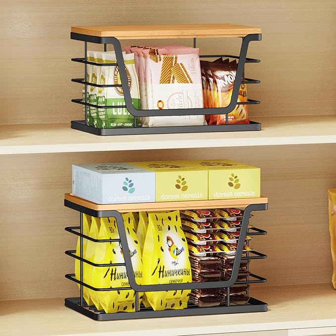 ALOCEO 3 Pack Stackable Storage Bins with Lids, Stainless Steel Trash Bag Dispenser Roll Holder for for Kitchen Sink, Laundry, Pantry Organizer and Storage