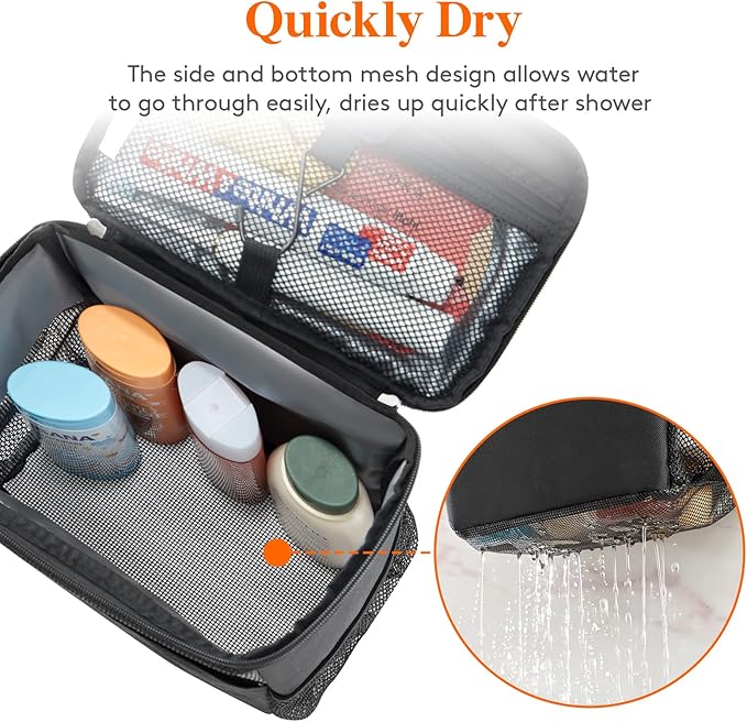 Lifewit Shower Bag Mesh Shower Caddy Portable College Dorm Room Essentials Tote Bag for Bathroom, Gym, Travel, Camping Quick Dry Hanging Shower Organizer Basket Toiletry Bag, Medium, Black