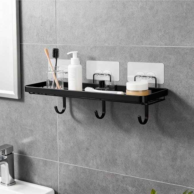 10pcs Shower Caddy Adhesive Replacement, Transparent Adhesive Hooks Stickers, Strong Hook Strip for Shower Caddy Basket Shelf, Soap Holder, Bathroom Storage Corner Shelves, Kitchen Racks