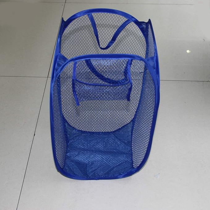 DurReus Portable Space Saving Laundry Hamper Cruise Ship Waste Bins Small Rope Basket for Dish Cloths,Stray Socks,Small Loads Blue