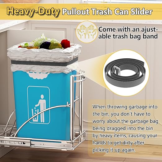 Under Sink Trash Can Pull Out 7-13Gal 50Qt Black, Under Cabinet Trash Bin Pull Out Kit 13" Wx17 Hx17 D, Sliding Garbage Can Under Counter, No Can Include (Silver)