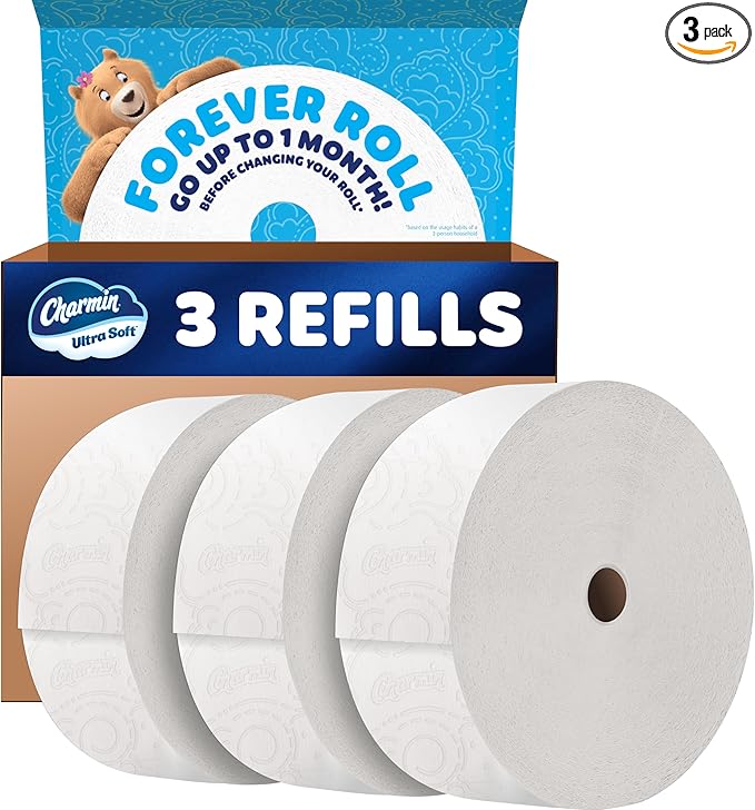 Charmin Toilet Paper Ultra Soft, 3 Forever Rolls Refill Rolls, 2-ply Bath Tissue, 3 Rolls