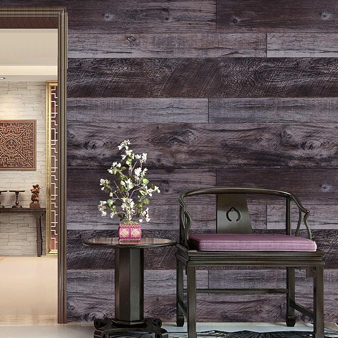 WENMER 17.71" x 197" Grey Wood Peel and Stick Wallpaper - Shiplap Self Adhesive Wood Plank for Countertop, Cabinet, Shelf, Drawer, Wall, Door